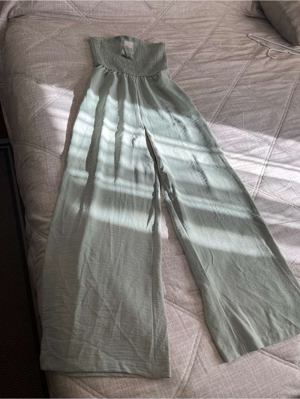 Sincerely Jules Wide-Leg Strapless Jumpsuit - Sage Green